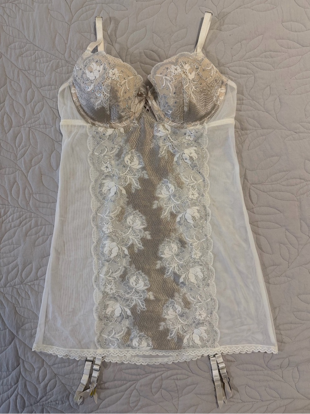 Victoria's Secret Ivory Lace & Sheer Chemise